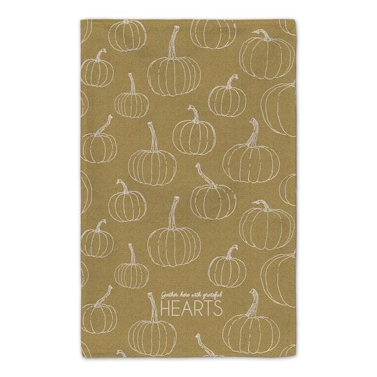 Grateful Hearts Mustard Pumpkin Tea Towel Set